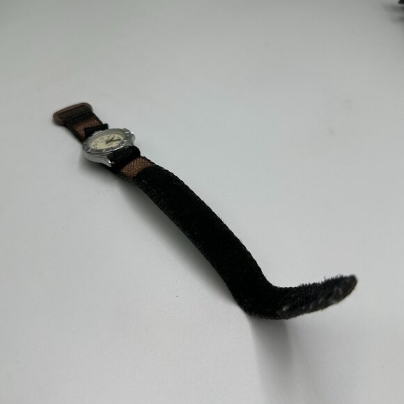 3/$30 Timex Watch Women Silver Beige Dial Nylon Strap Band Water Resistant Works - Picture 8 of 11